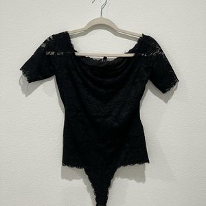 Laced black body suit